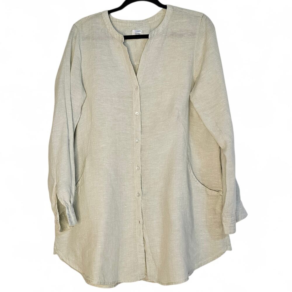 Sigrid Olsen 100% Linen Light green Pullover Blouse Shirt sz Large